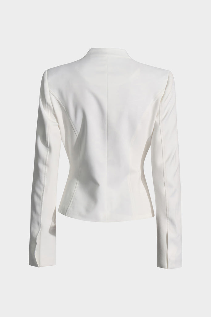 Long Sleeve Top with Square Neckline - White