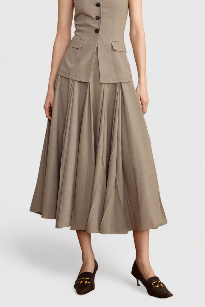 Classic Midi Skirt - Brown