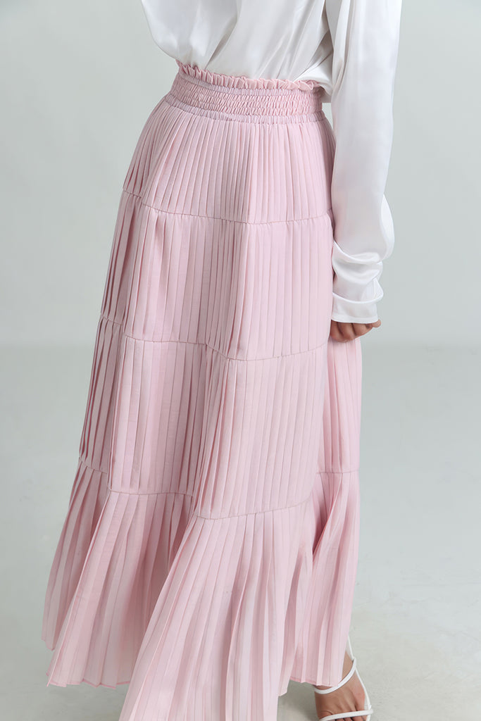 Midi sukně s elastickým pasem - růžová