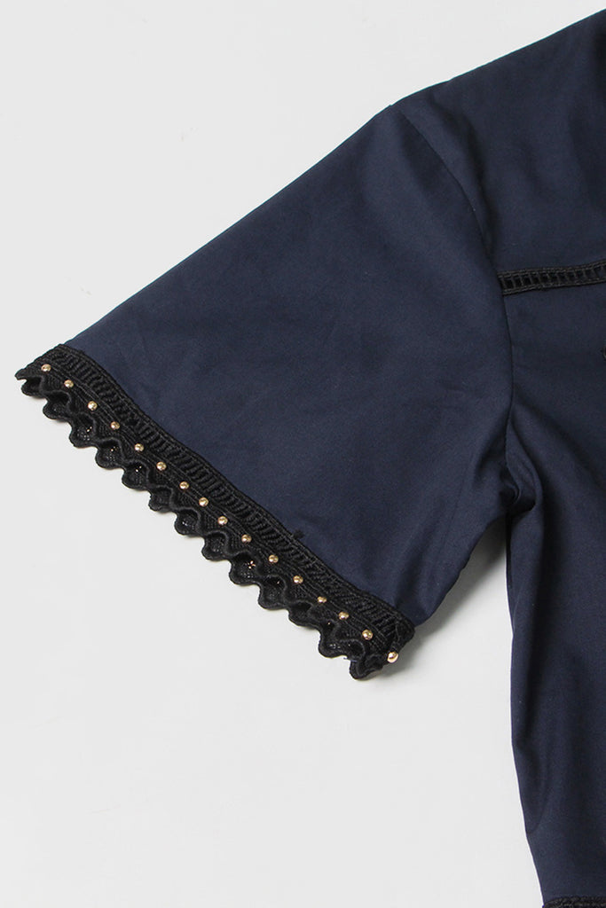 Ensemble 2 pièces avec détails en dentelle - Navy