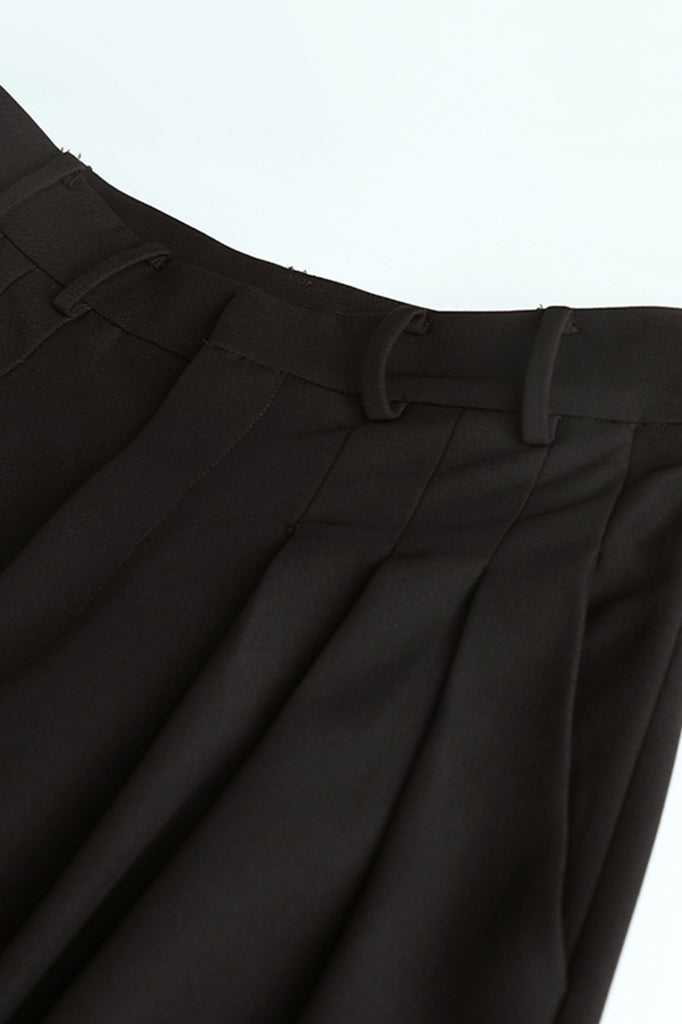 Plisserede bukser med vide ben - sort
