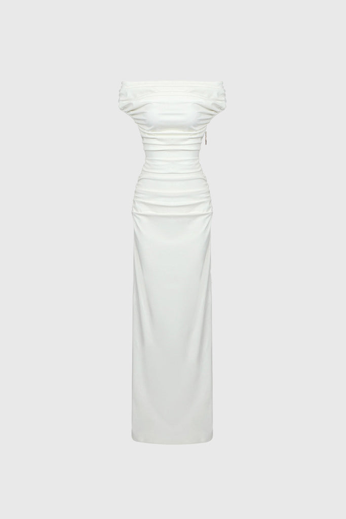 Vestido maxi sem ombros - Branco