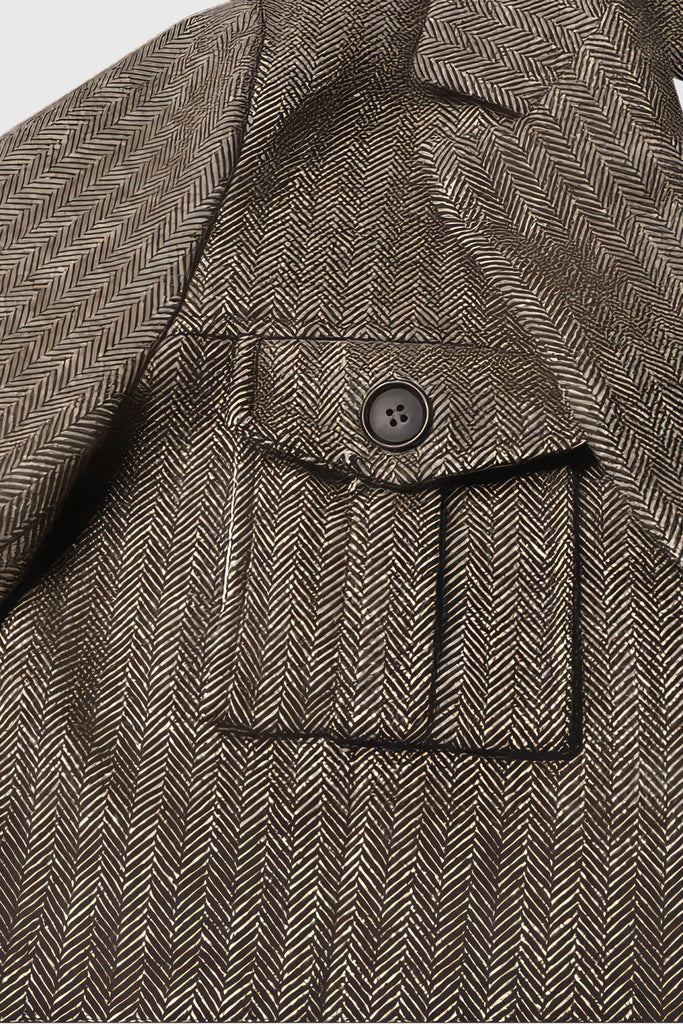 Einreihiger Blazer mit Gürtel - Braun