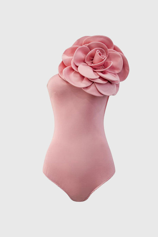 Body avec fleur surdimensionnée - Rose