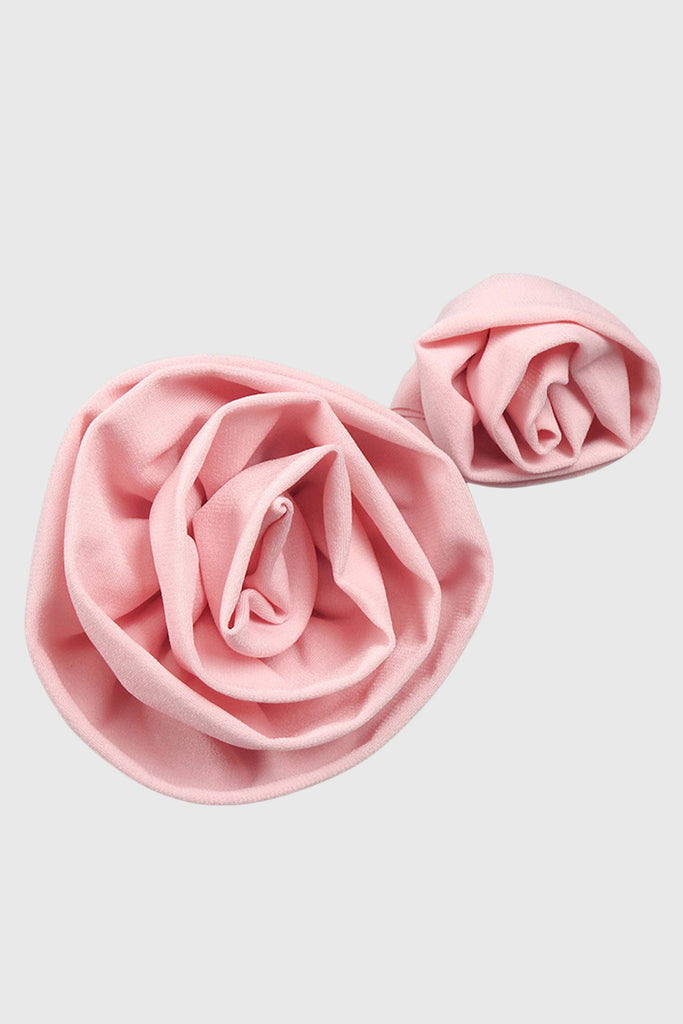 Rüschenkleid mit aufgesetzten Blumen - Rosa