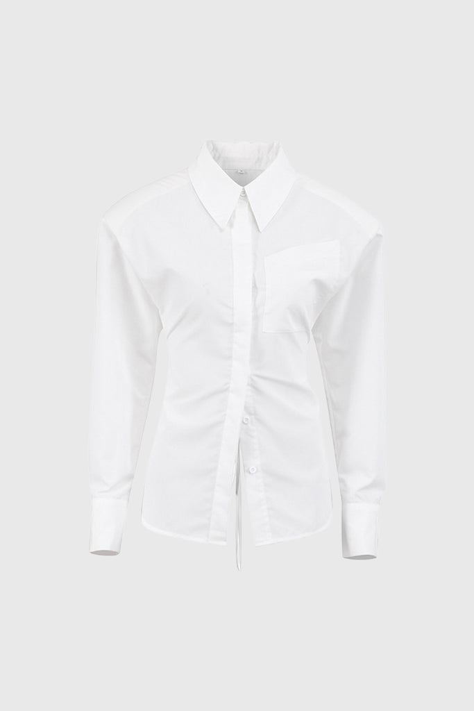 Camicia con spalle oversize e schiena aperta - Bianco