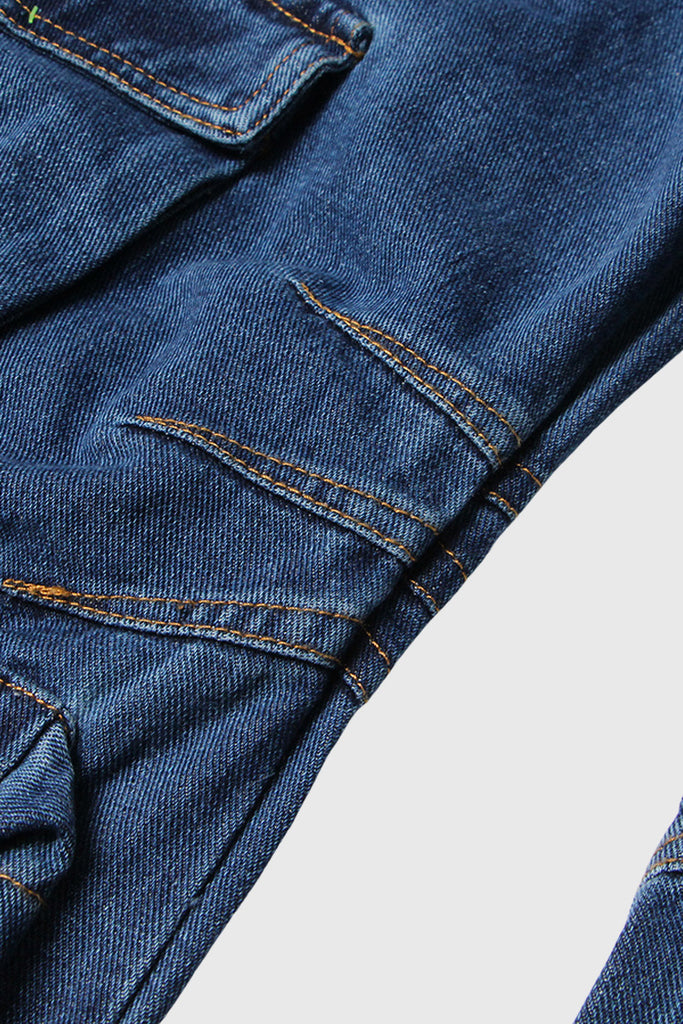 Cargo-Jeans mit niedriger Taille - Blau