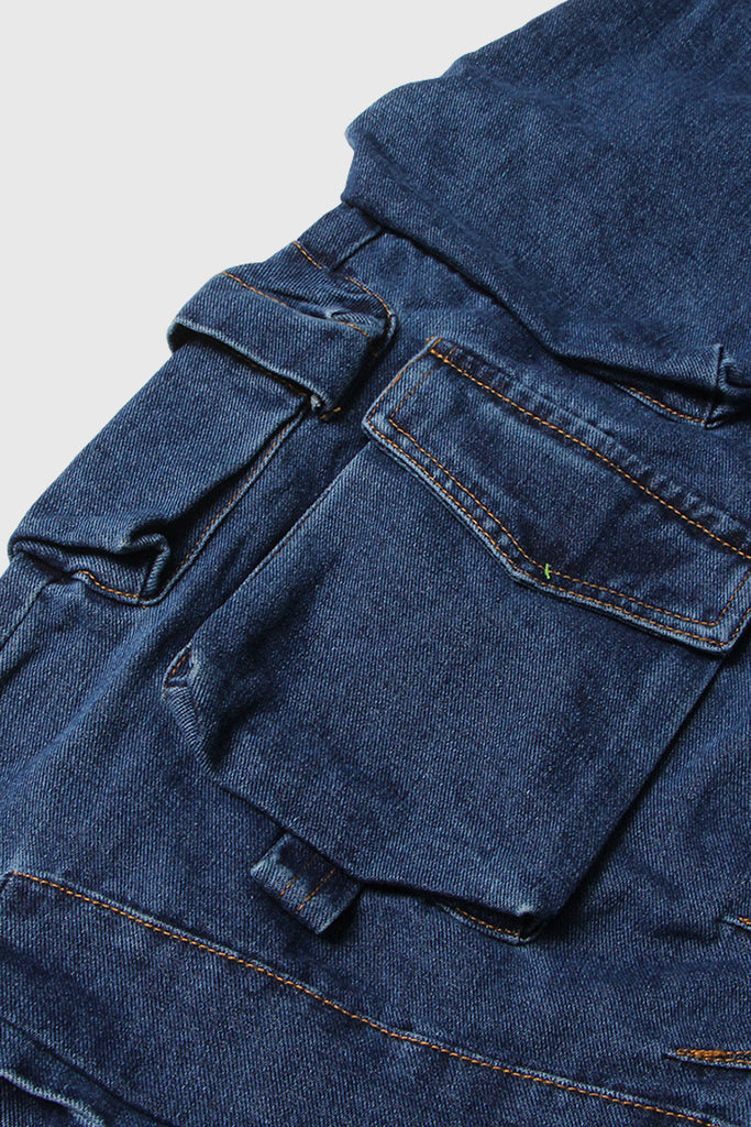 Jeans cargo a vita bassa - Blu