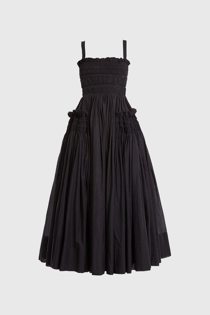 Sukienka maxi z kwadratowym dekoltem - czarna