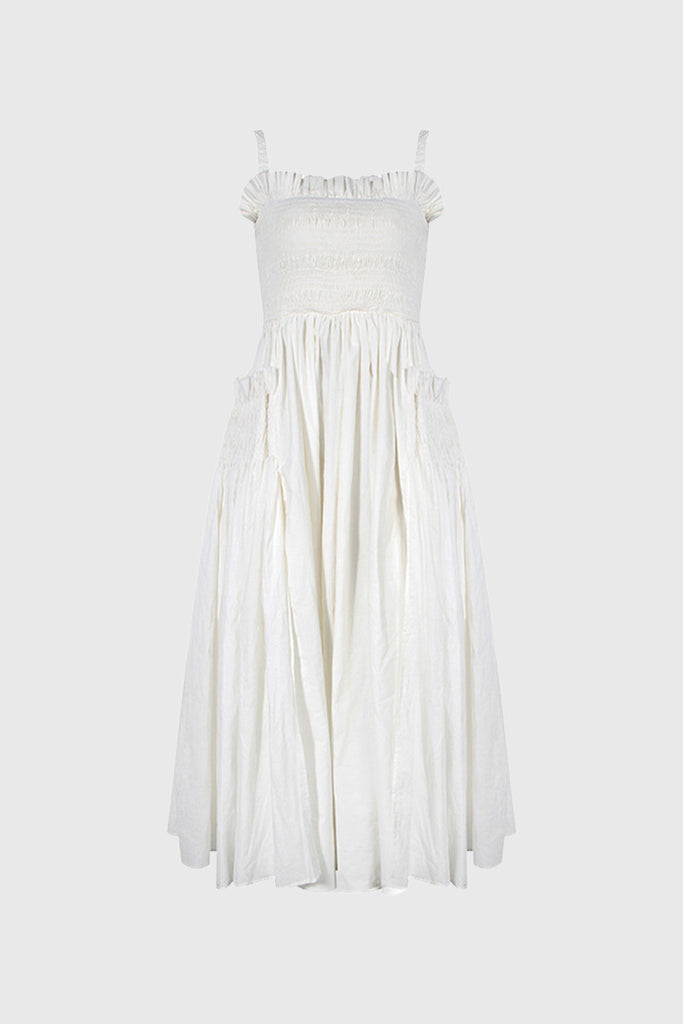 Vestido maxi com decote quadrado - Branco