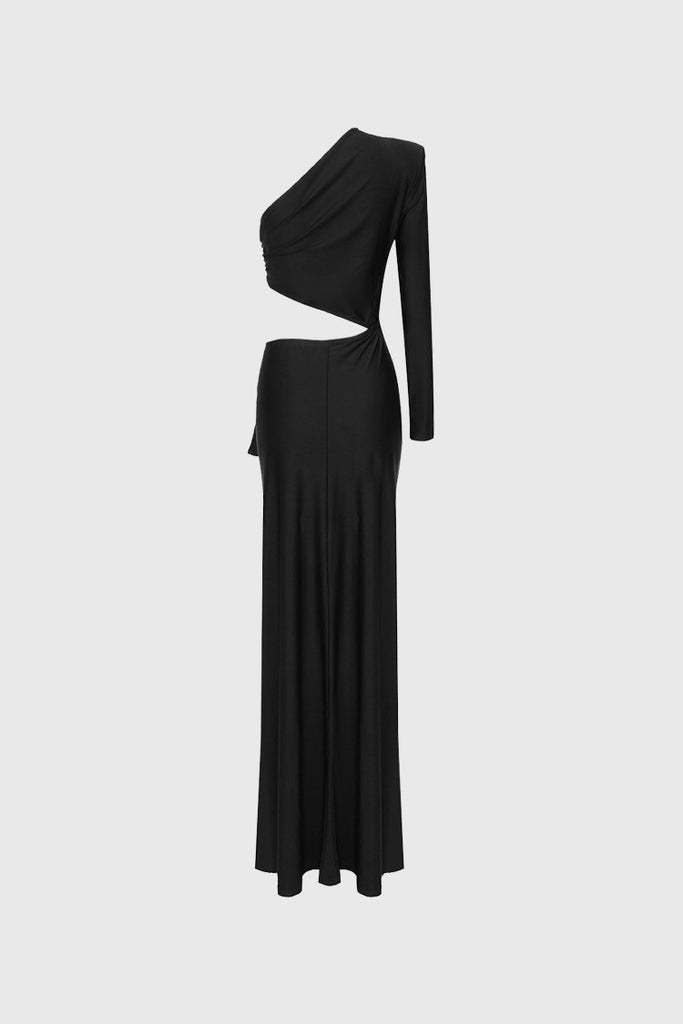 Robe longue avec découpe à la taille - Noir