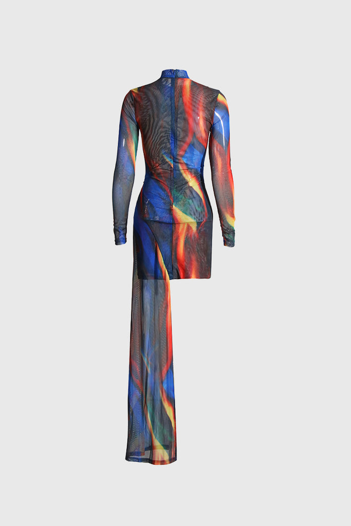 Kleurrijke jurk met detail aan de voorkant - Kleurrijk