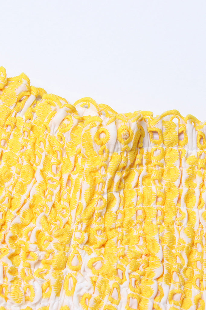Elastisk ærmeløs minikjole - gul