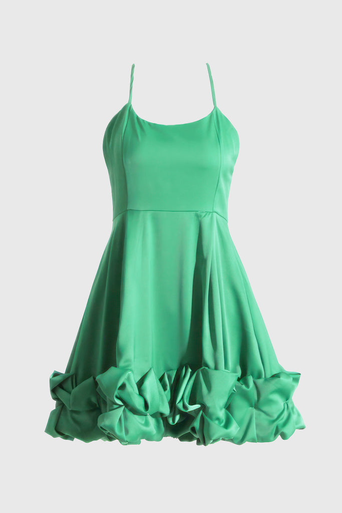 Mini sukienka z detalem na dole - zielona