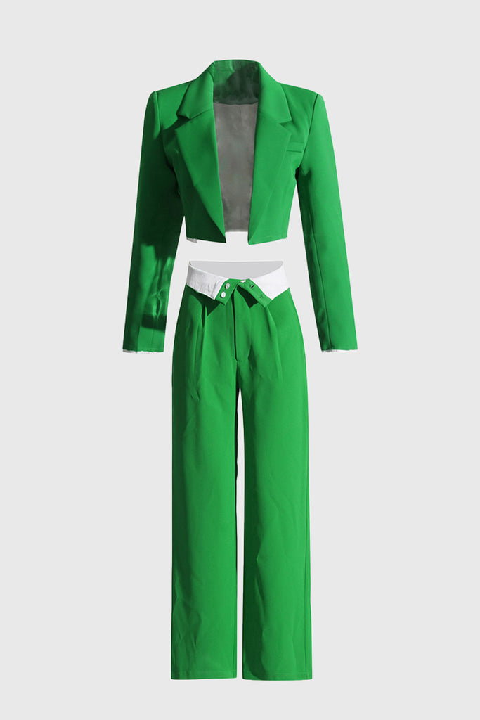 Afslappet jakkesæt i 2 dele - grøn