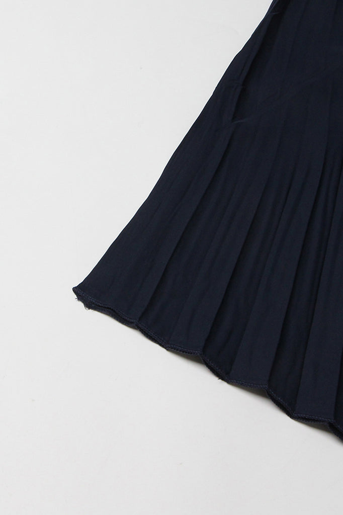 Plisované maxi šaty s dlouhými rukávy - námořnická modrá