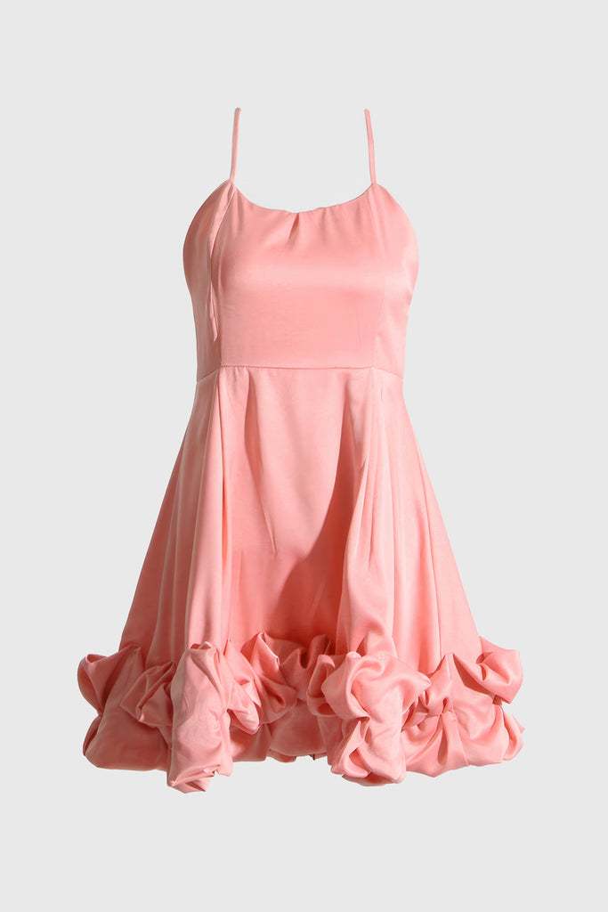 Mini Dress with Detail at Hem - Pink