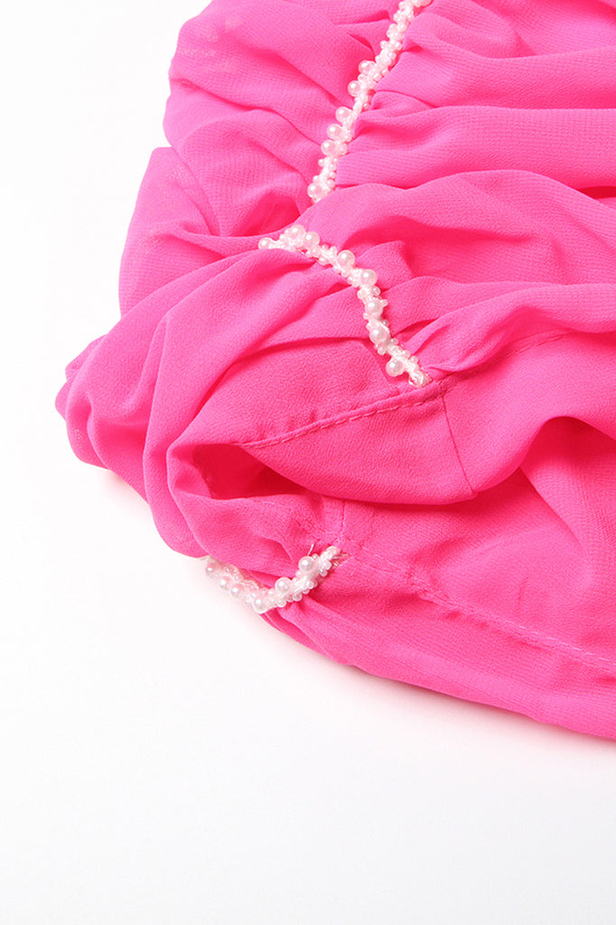 Midi šaty s křídlovými rukávy - růžové