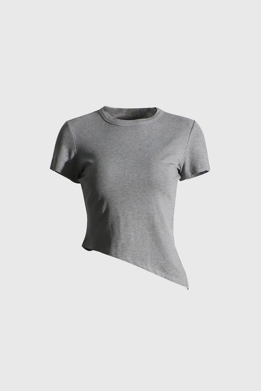 Camiseta corta irregular - Gris