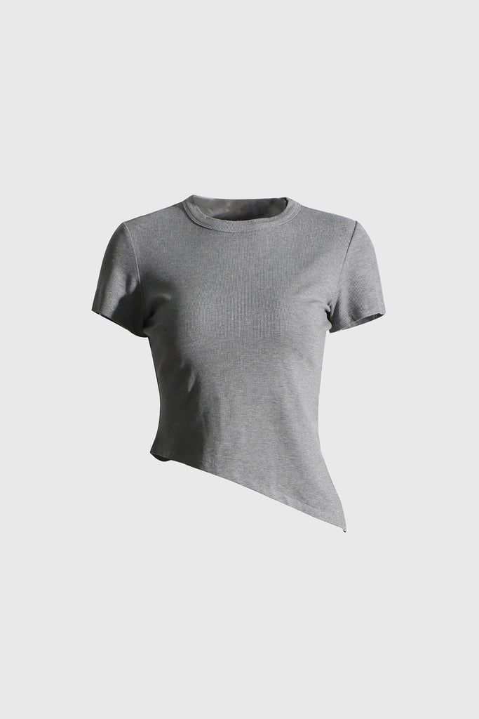 T-shirt com corte irregular - Cinzento