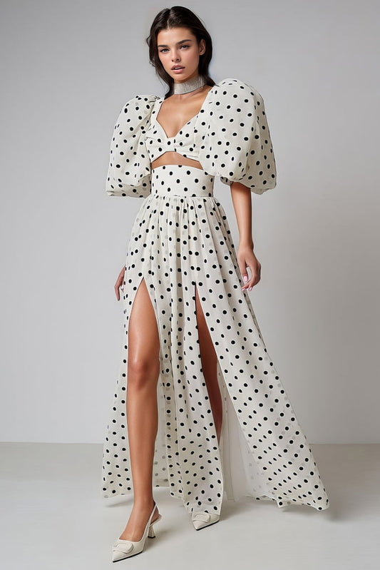 Conjunto de 2 peças Polka Dot - Branco