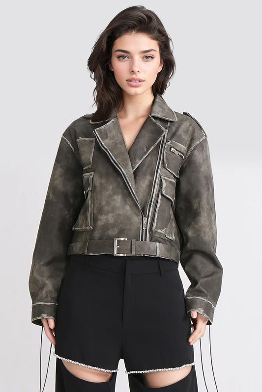 Vintage Leather Jacket - Dark Green