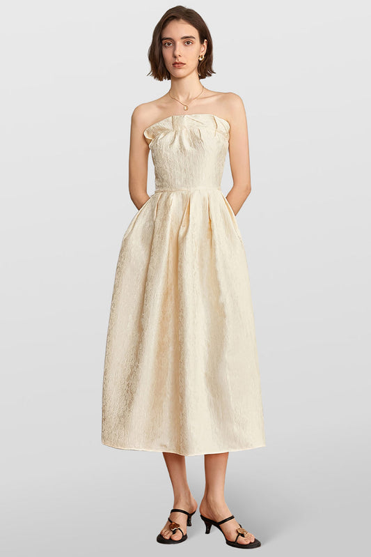 Maxi Strapless Jurk - Beige