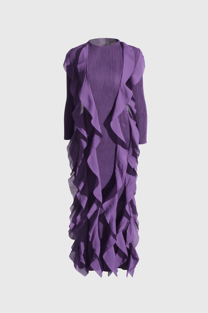Robe à manches longues avec volants - Violet