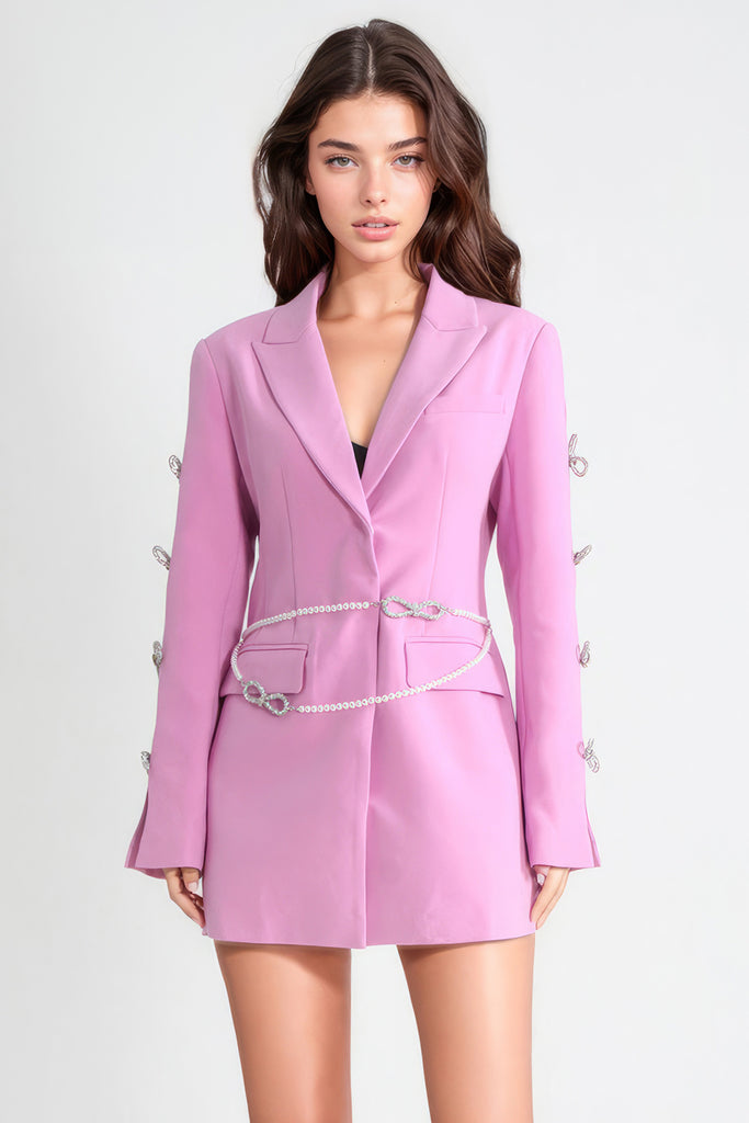 Blazer Dress with Sleeve Cuts - Pink