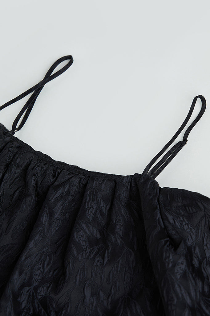 Teksturowana mini sukienka - czarna
