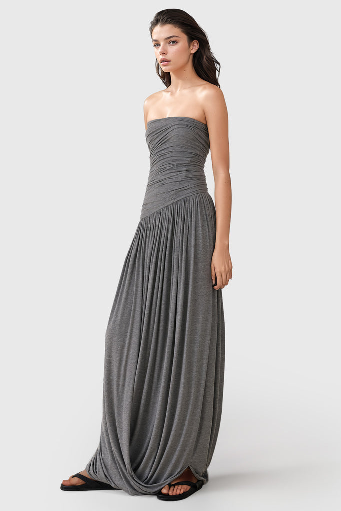 Robe longue en jersey - Gris