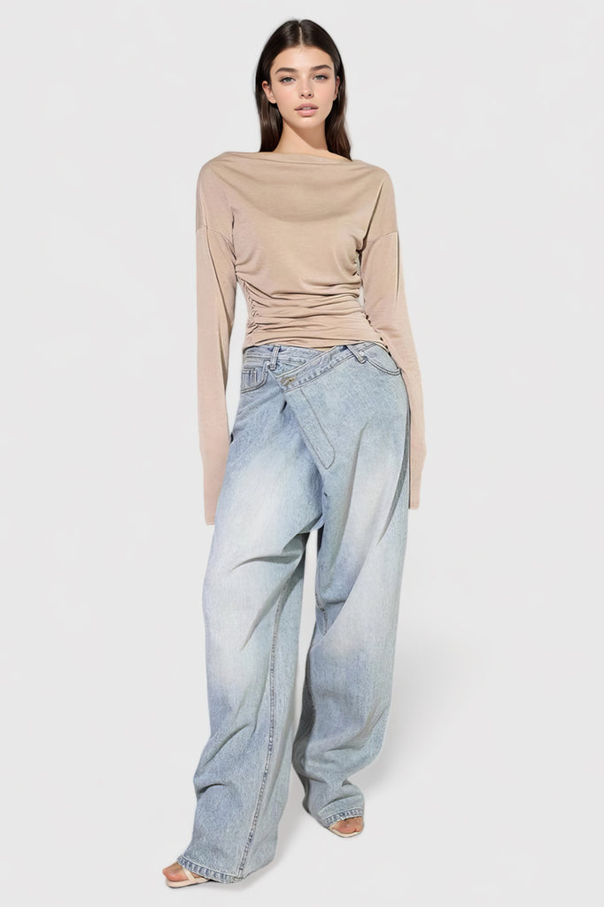 Jeans with Irregular Closure - Blue
