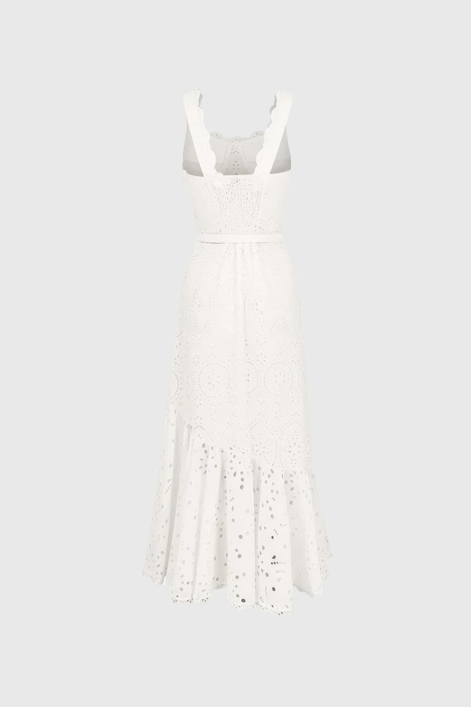Vzorované nepravidelné midi šaty - bílé
