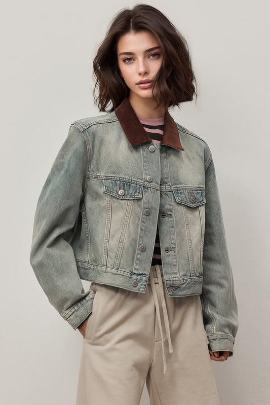 Veste en jean courte Vintage - Bleu