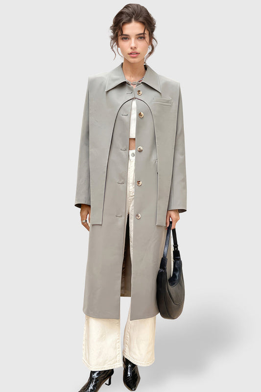 Trenchcoat mit doppellagigem Detail - Grau