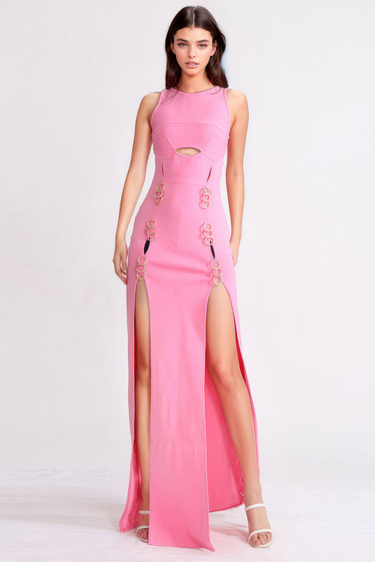 Maxikleid mit hohen Schlitzen - Rosa