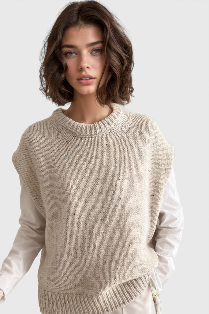 Pull gilet en tricot - Beige