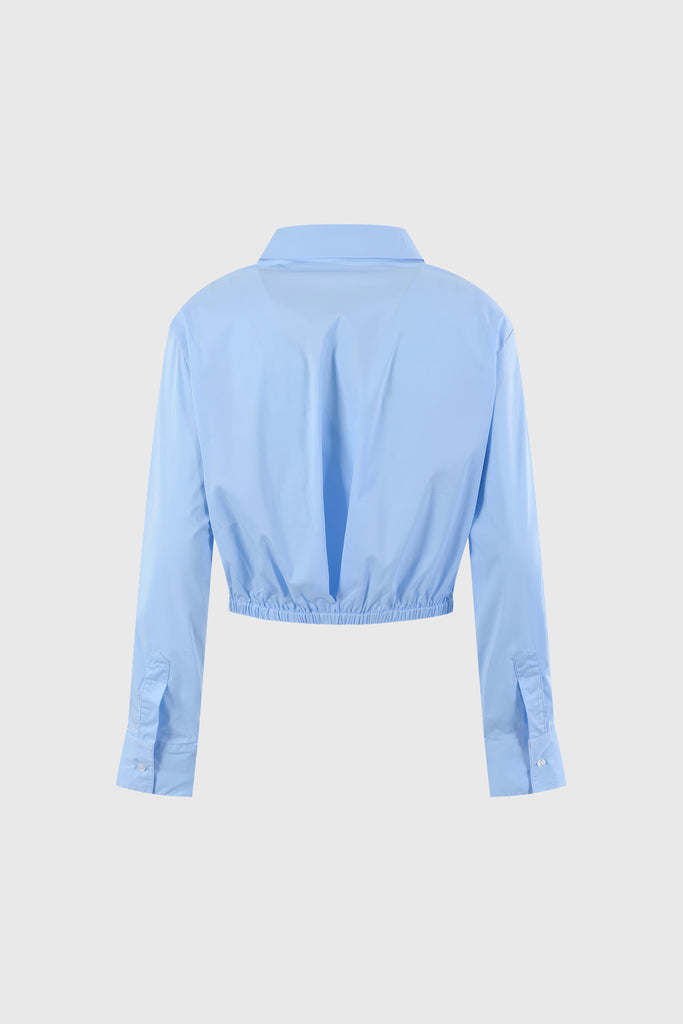 Camisa corta con dobladillo elástico - Azul
