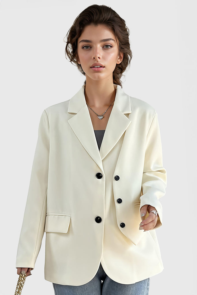 Regular Blazer with Extra Buttons Detail - White