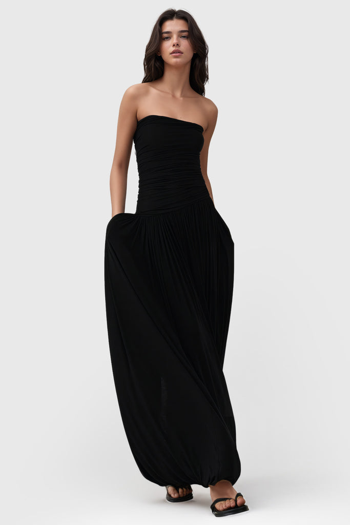 Robe longue en jersey - Noir