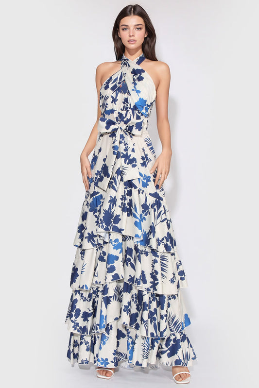 Ruffled Maxi Dress - Floral