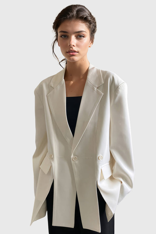 Blazer simple boutonnage avec fentes - Blanc