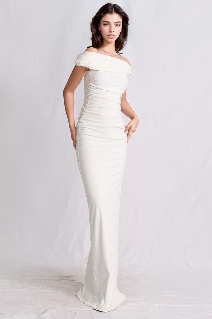 Vestido maxi sem ombros - Branco