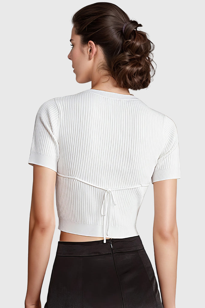 Ribbed Crop Top - White