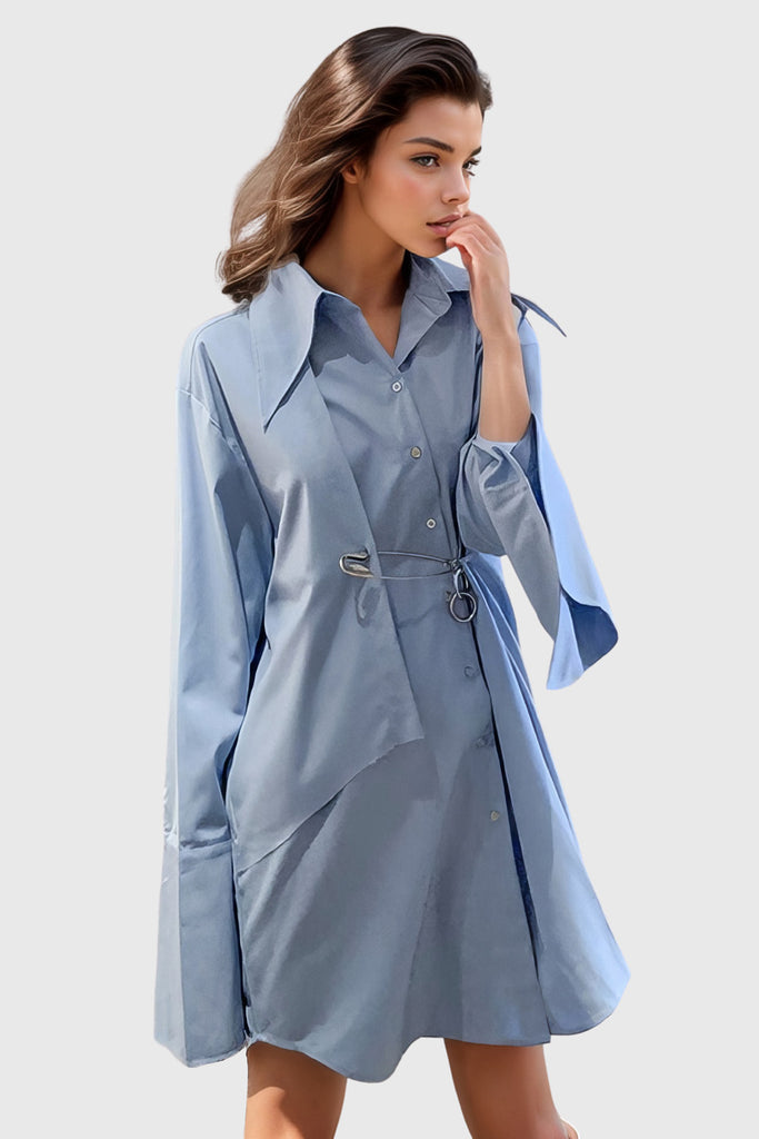 Camicia lunga asimmetrica - Blu