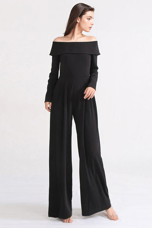 Off Shoulders Jumpsuit - Negro