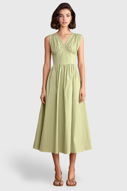 Vestido midi con detalle de corsé - Verde