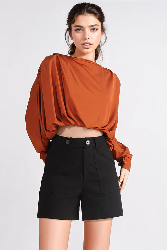 Long Sleeve Top with Back Detail - Orange