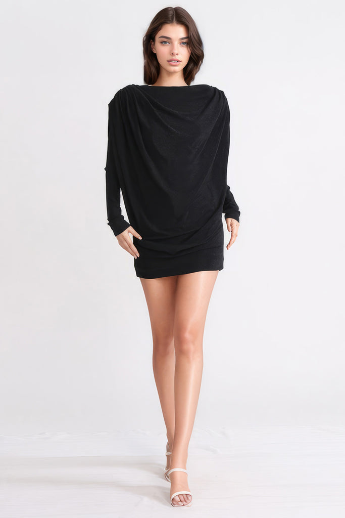Mini sukienka z odkrytymi plecami - czarna