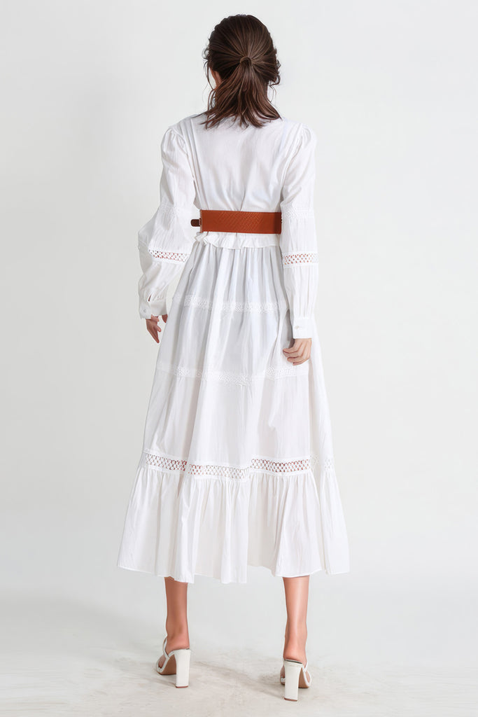 Maxi šaty s volánky - bílé